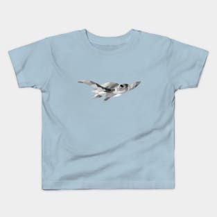 Grey Geometric Sea Turtle Swimming Kids T-Shirt